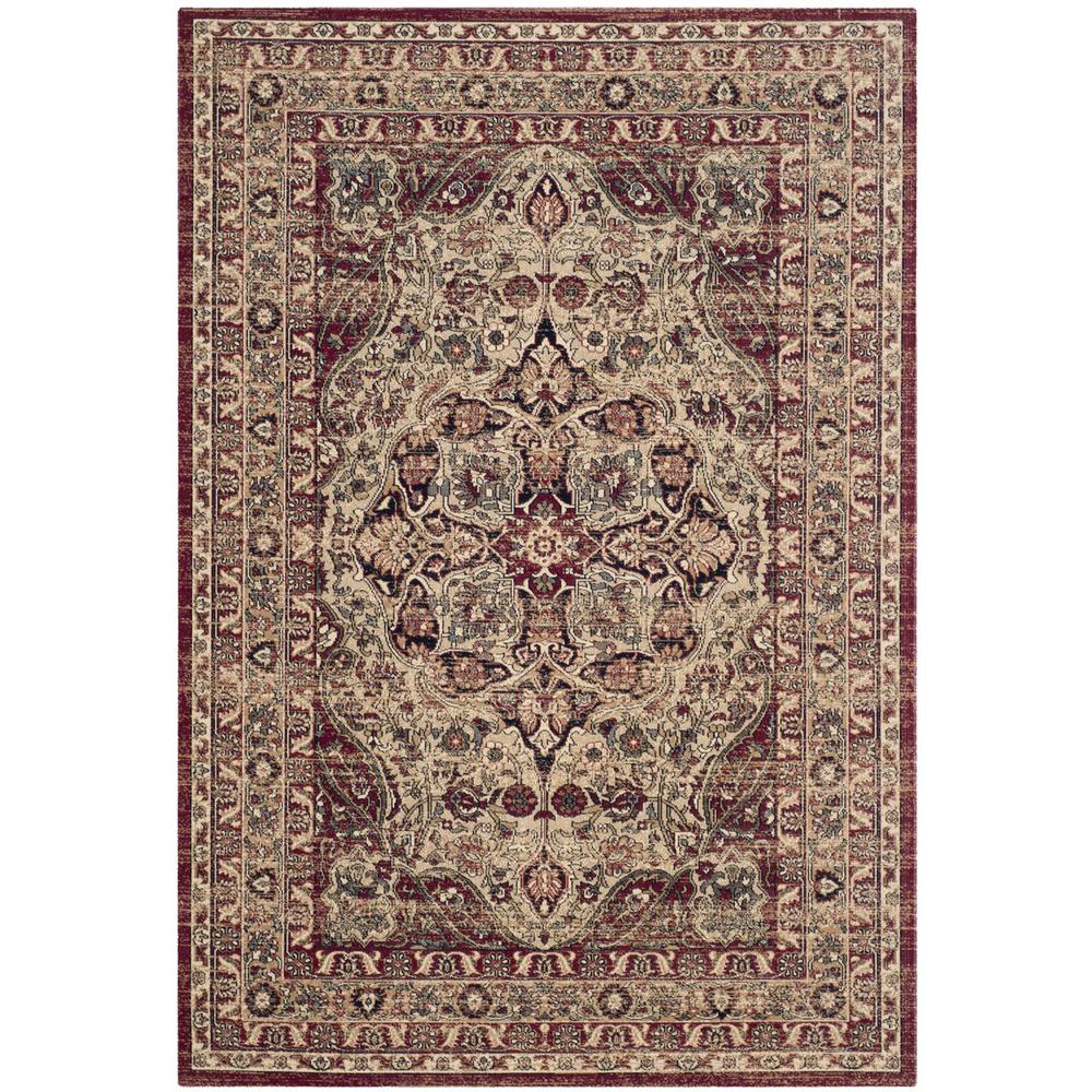 LAVAR KERMAN, CREME / RED, 5'-1" X 7'-6", Area Rug, LVK601B-5. Picture 1
