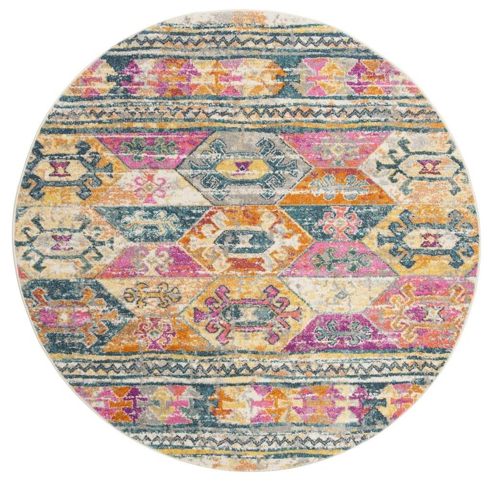 MADISON, BLUE / FUCHSIA, 6'-7" X 6'-7" Round, Area Rug, MAD118C-7R. Picture 1