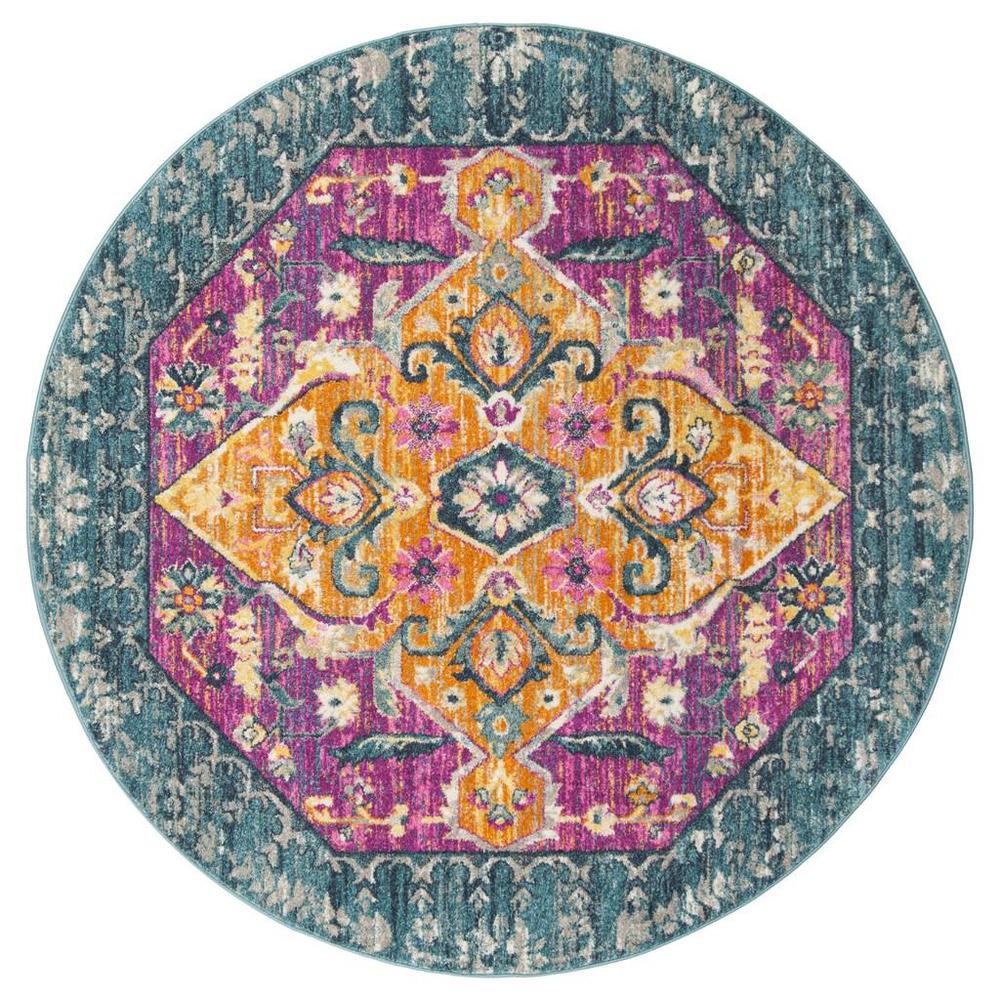 MADISON, BLUE / FUCHSIA, 6'-7" X 6'-7" Round, Area Rug, MAD119C-7R. Picture 1