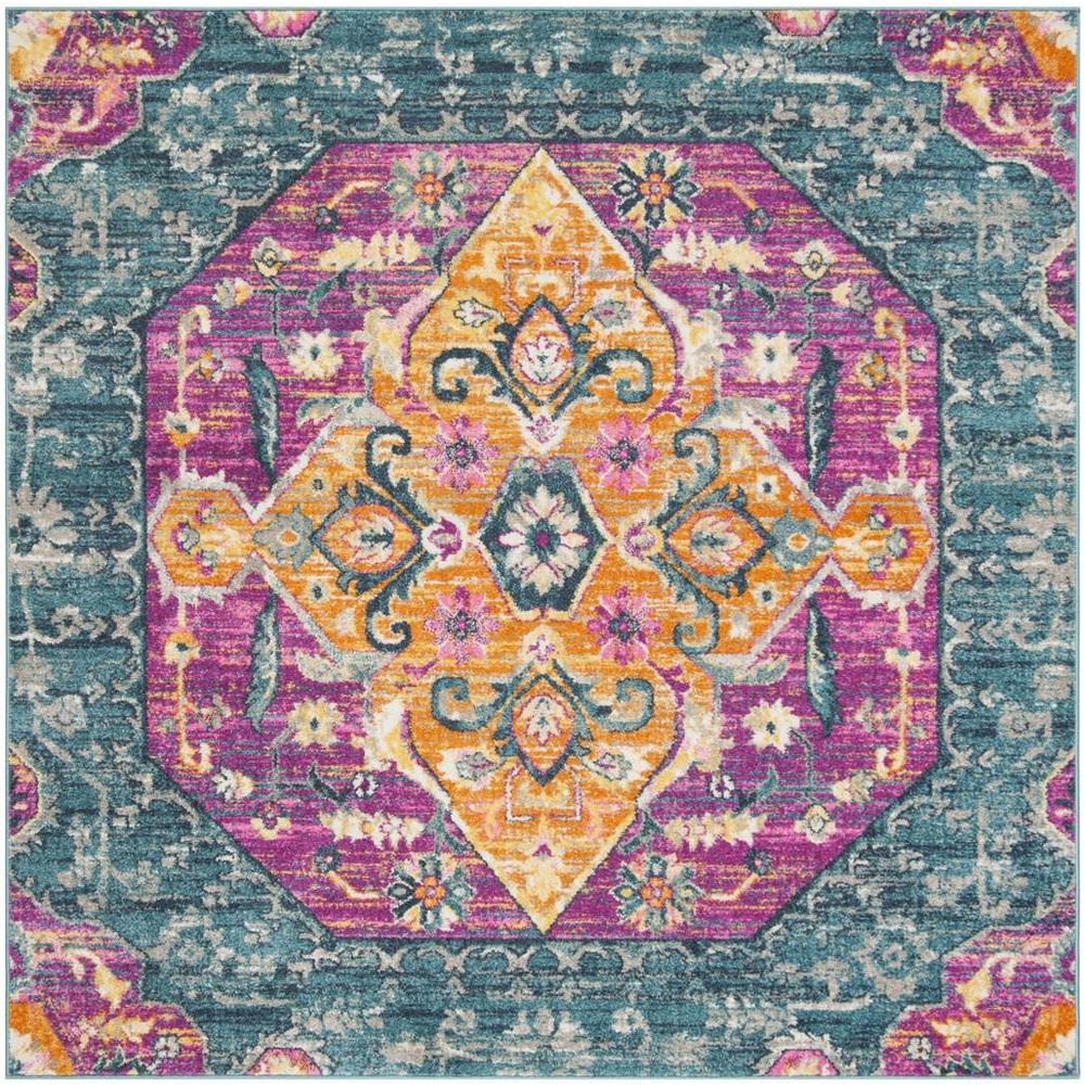 MADISON, BLUE / FUCHSIA, 6'-7" X 6'-7" Square, Area Rug, MAD119C-7SQ. Picture 1