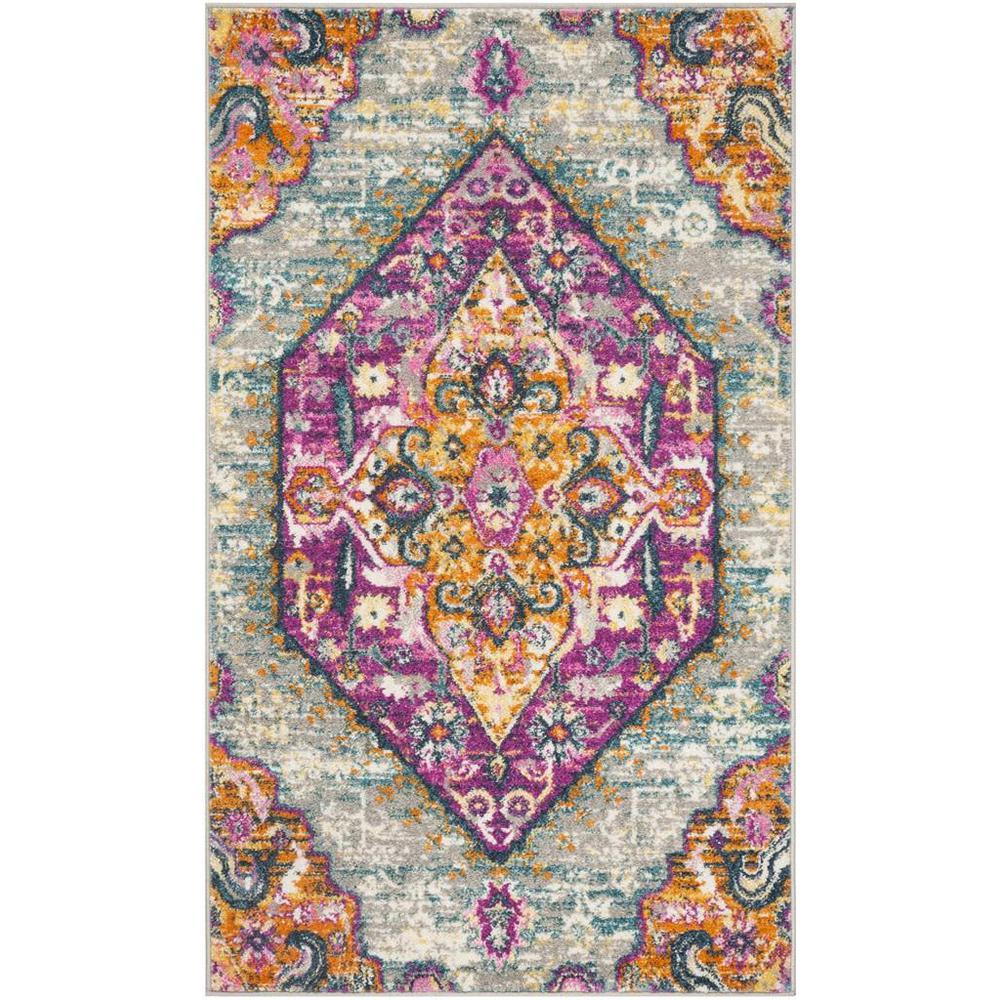 MADISON, LIGHT GREY / FUCHSIA, 3' X 5', Area Rug, MAD119G-3. Picture 1