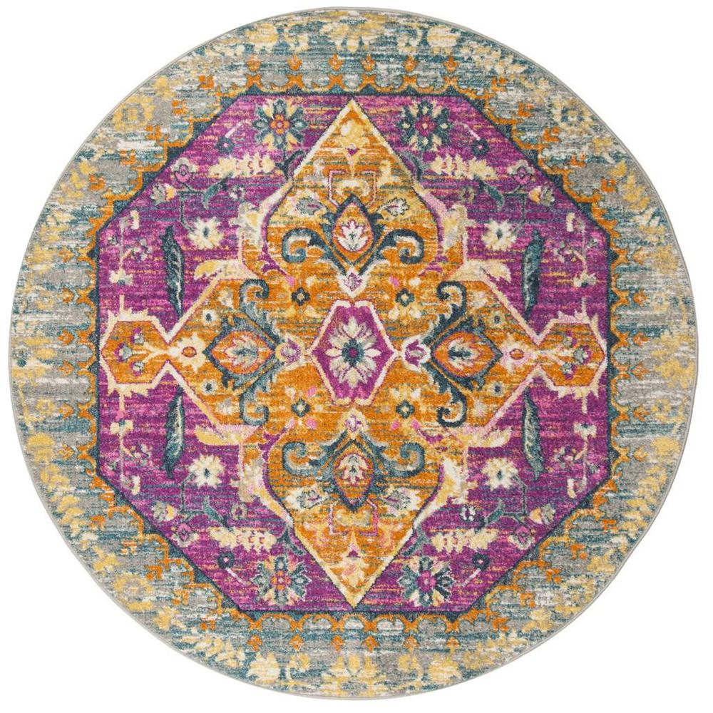 MADISON, LIGHT GREY / FUCHSIA, 6'-7" X 6'-7" Round, Area Rug, MAD119G-7R. Picture 1