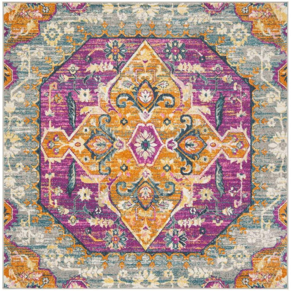 MADISON, LIGHT GREY / FUCHSIA, 6'-7" X 6'-7" Square, Area Rug, MAD119G-7SQ. Picture 1
