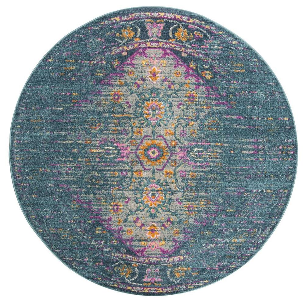 MADISON, BLUE / FUCHSIA, 6'-7" X 6'-7" Round, Area Rug, MAD122C-7R. Picture 1