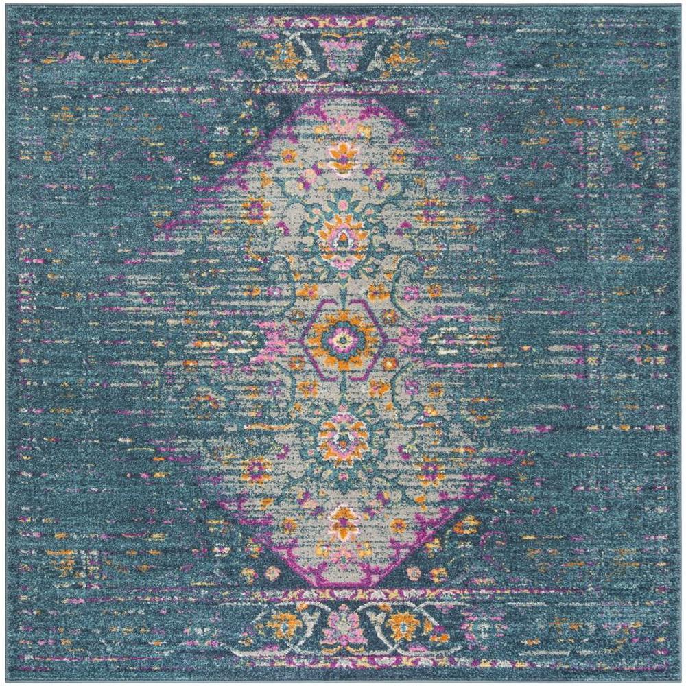 MADISON, BLUE / FUCHSIA, 6'-7" X 6'-7" Square, Area Rug, MAD122C-7SQ. Picture 1