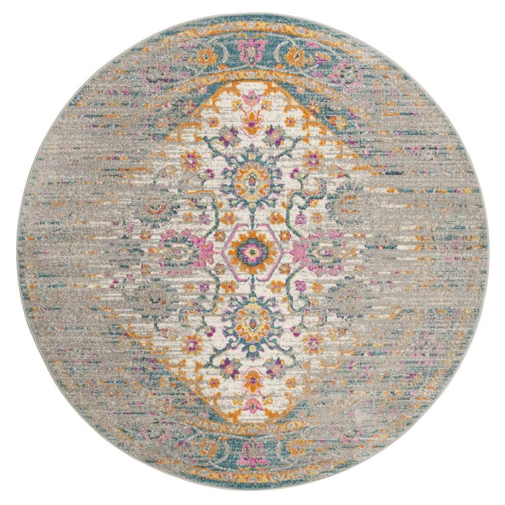 MADISON, LIGHT GREY / FUCHSIA, 6'-7" X 6'-7" Round, Area Rug, MAD122G-7R. Picture 1