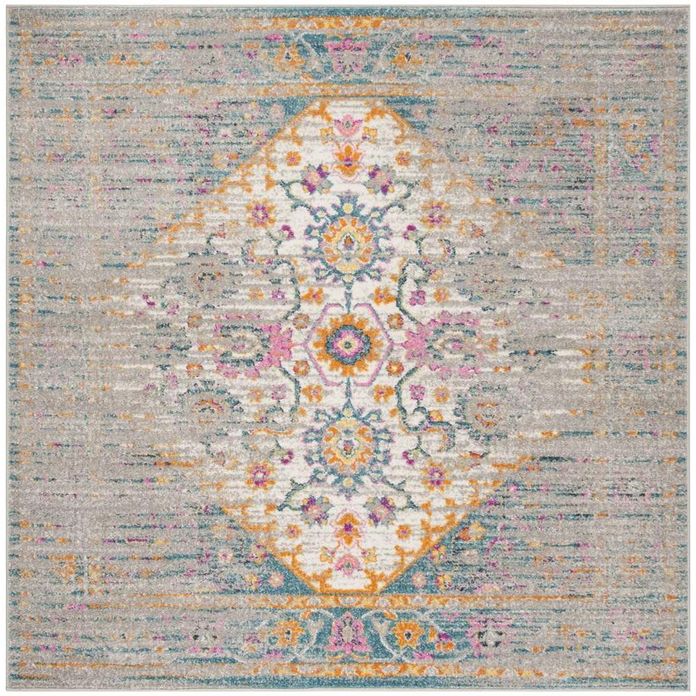 MADISON, LIGHT GREY / FUCHSIA, 6'-7" X 6'-7" Square, Area Rug, MAD122G-7SQ. Picture 1