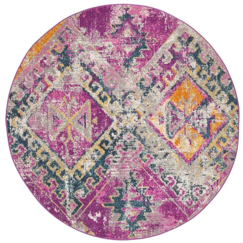 MADISON, FUCHSIA / BLUE, 6'-7" X 6'-7" Round, Area Rug, MAD125F-7R. Picture 1