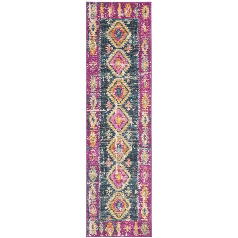MADISON, FUCHSIA / BLUE, 2'-3" X 8', Area Rug, MAD129F-28. Picture 1