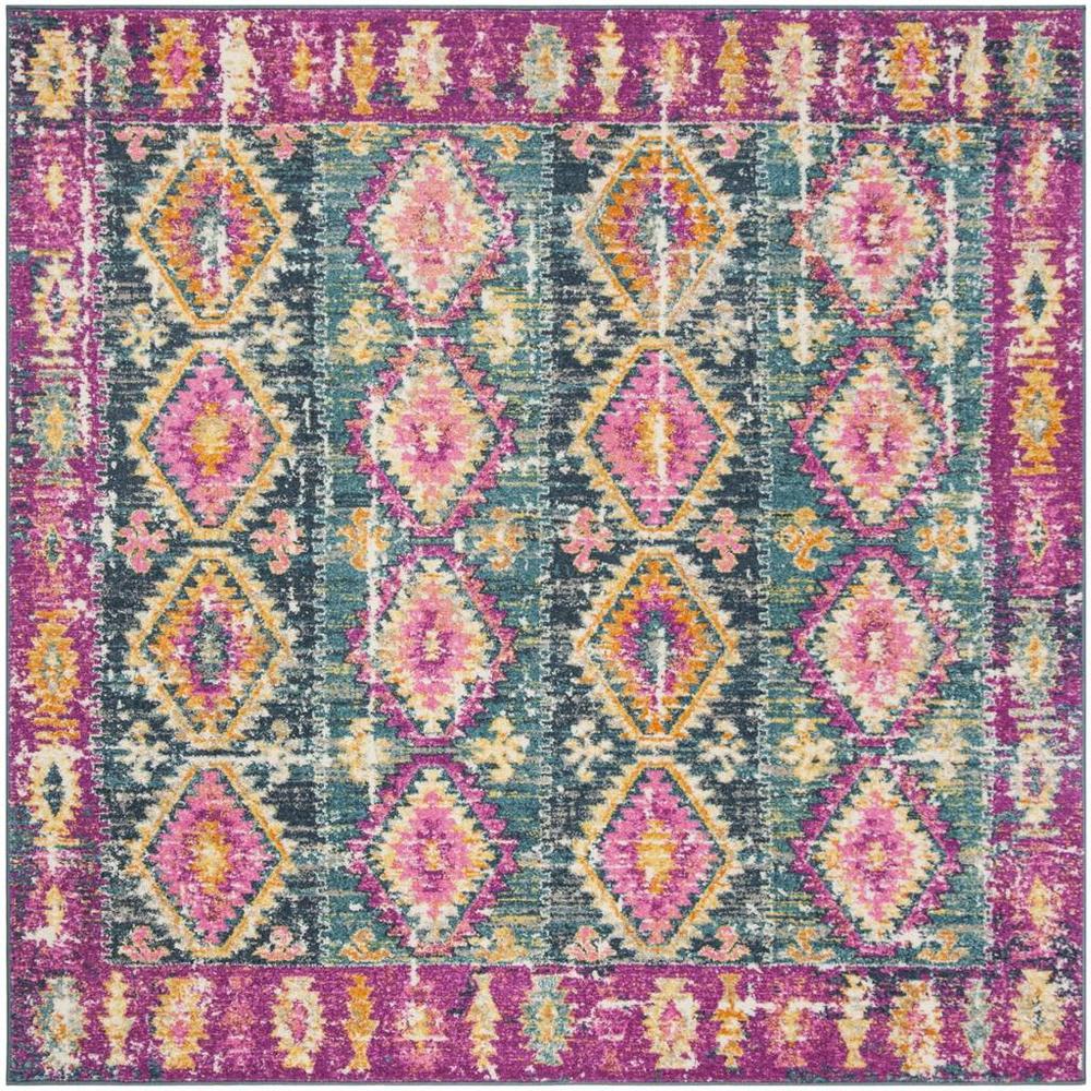 MADISON, FUCHSIA / BLUE, 6'-7" X 6'-7" Square, Area Rug, MAD129F-7SQ. Picture 1