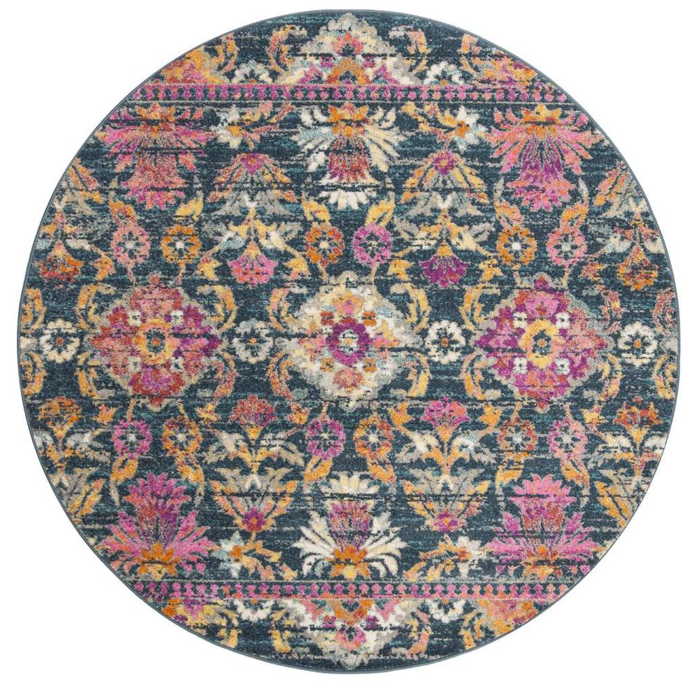 MADISON, BLUE / FUCHSIA, 6'-7" X 6'-7" Round, Area Rug, MAD130C-7R. Picture 1