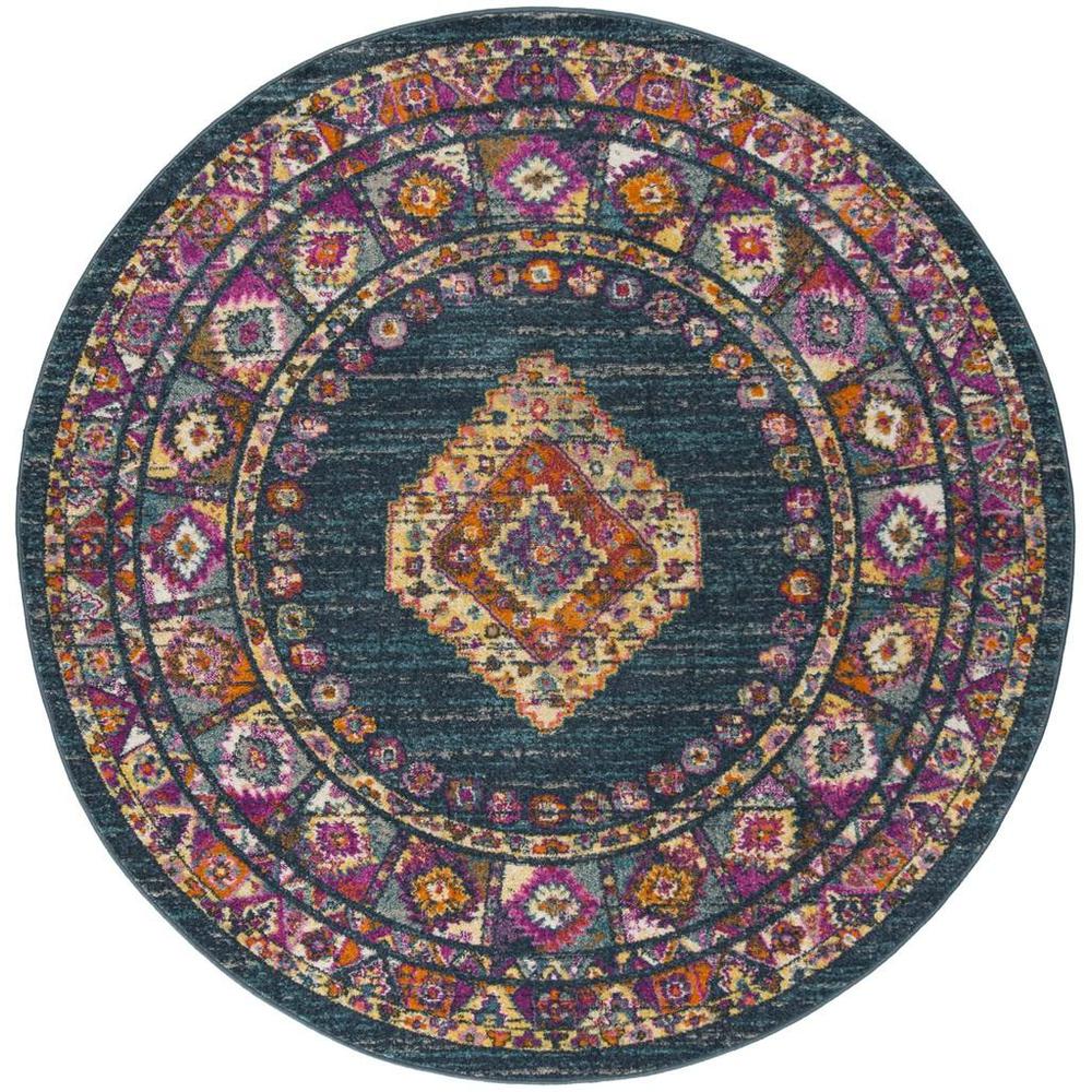 MADISON, BLUE / FUCHSIA, 5'-1" X 5'-1" Round, Area Rug. Picture 1