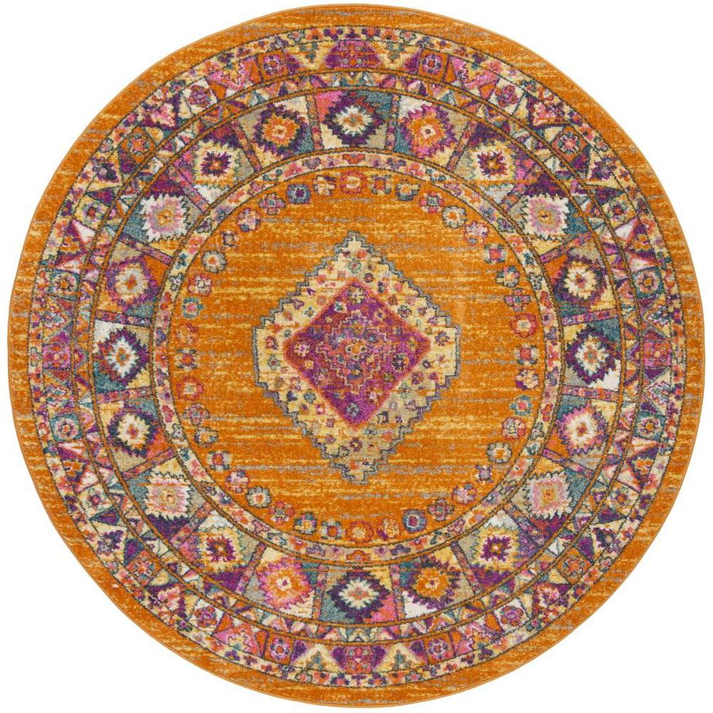 MADISON, ORANGE / FUCHSIA, 5'-1" X 5'-1" Round, Area Rug. Picture 1