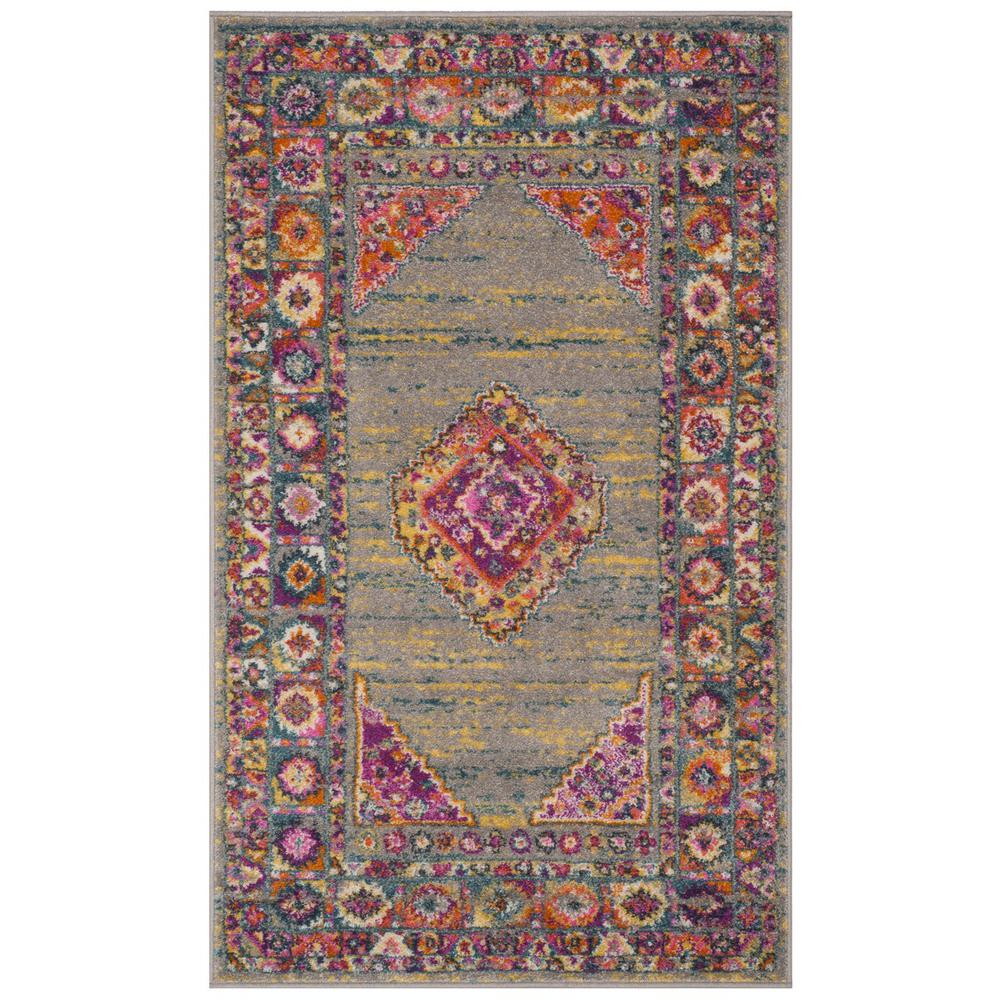 MADISON, LIGHT GREY / FUCHSIA, 3' X 5', Area Rug, MAD133G-3. Picture 1
