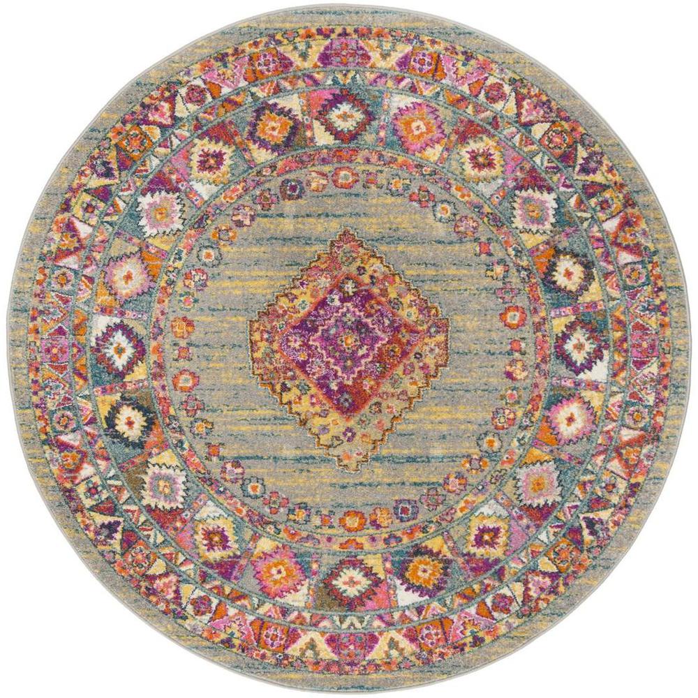 MADISON, LIGHT GREY / FUCHSIA, 6'-7" X 6'-7" Round, Area Rug, MAD133G-7R. Picture 1
