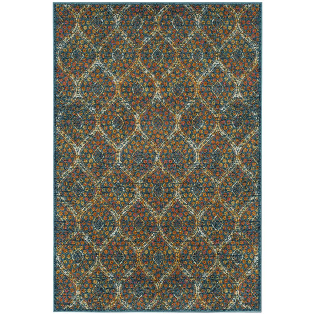 MADISON, BLUE / ORANGE, 5'-1" X 7'-6", Area Rug, MAD140A-5. Picture 1