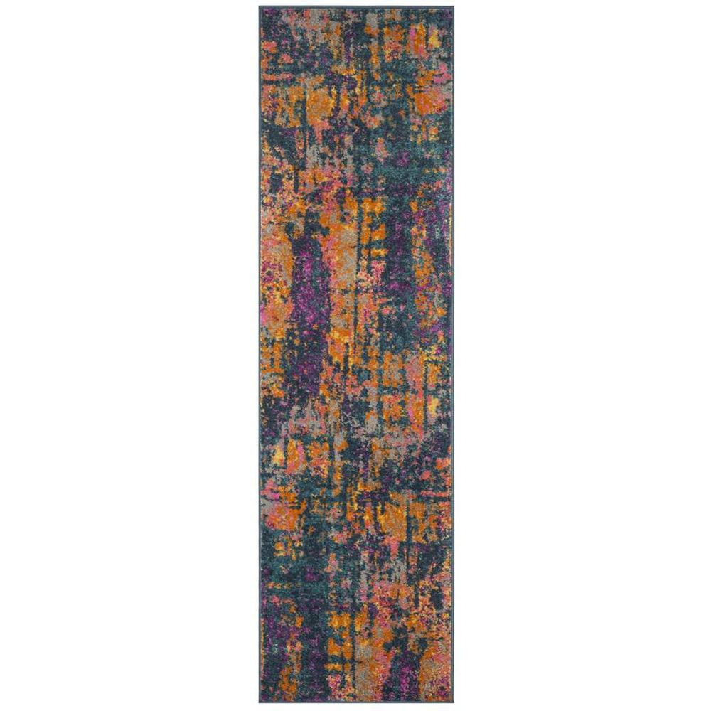 MADISON, BLUE / ORANGE, 2'-3" X 8', Area Rug, MAD143A-28. Picture 1