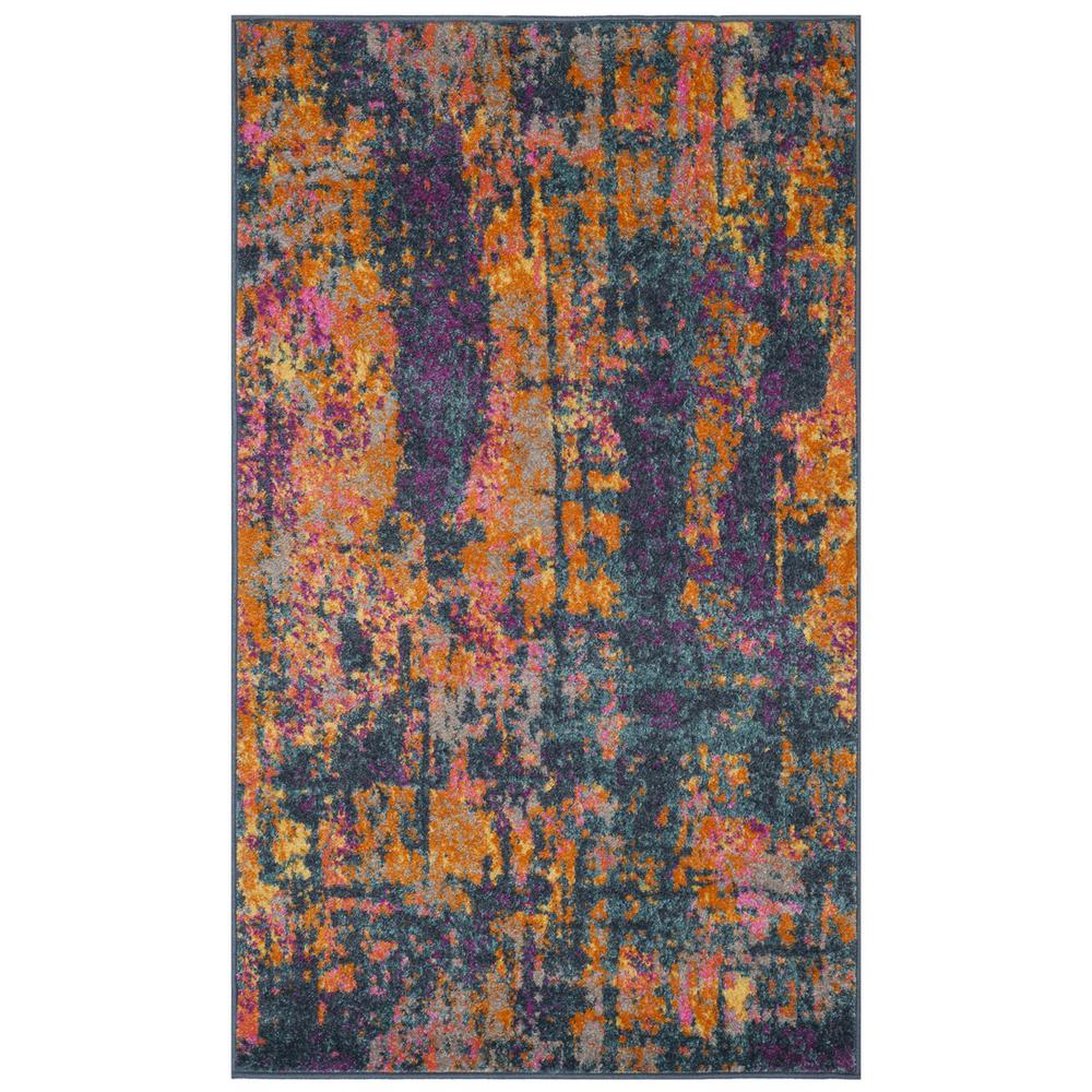 MADISON, BLUE / ORANGE, 3' X 5', Area Rug, MAD143A-3. Picture 1