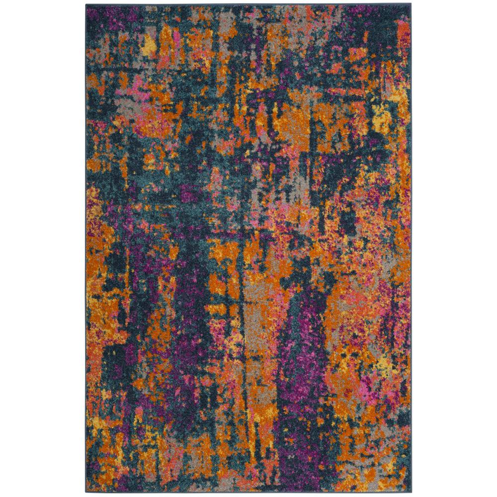 MADISON, BLUE / ORANGE, 5'-1" X 7'-6", Area Rug, MAD143A-5. Picture 1