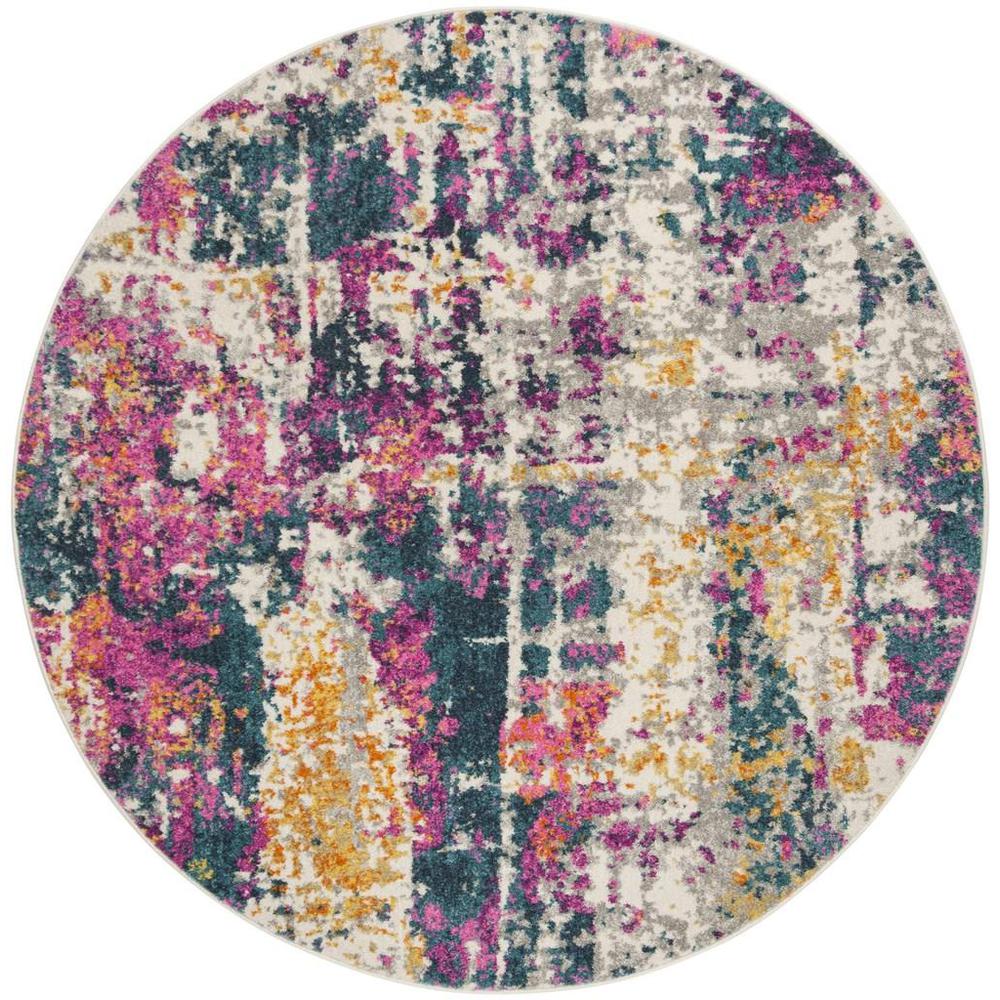MADISON, IVORY / BLUE, 6'-7" X 6'-7" Round, Area Rug, MAD143B-7R. Picture 1