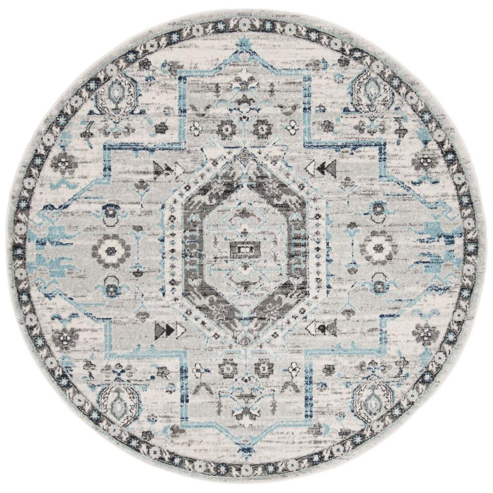 MADISON 900, GREY / DARK GREY, 6'-7" X 6'-7" Round, Area Rug. Picture 1