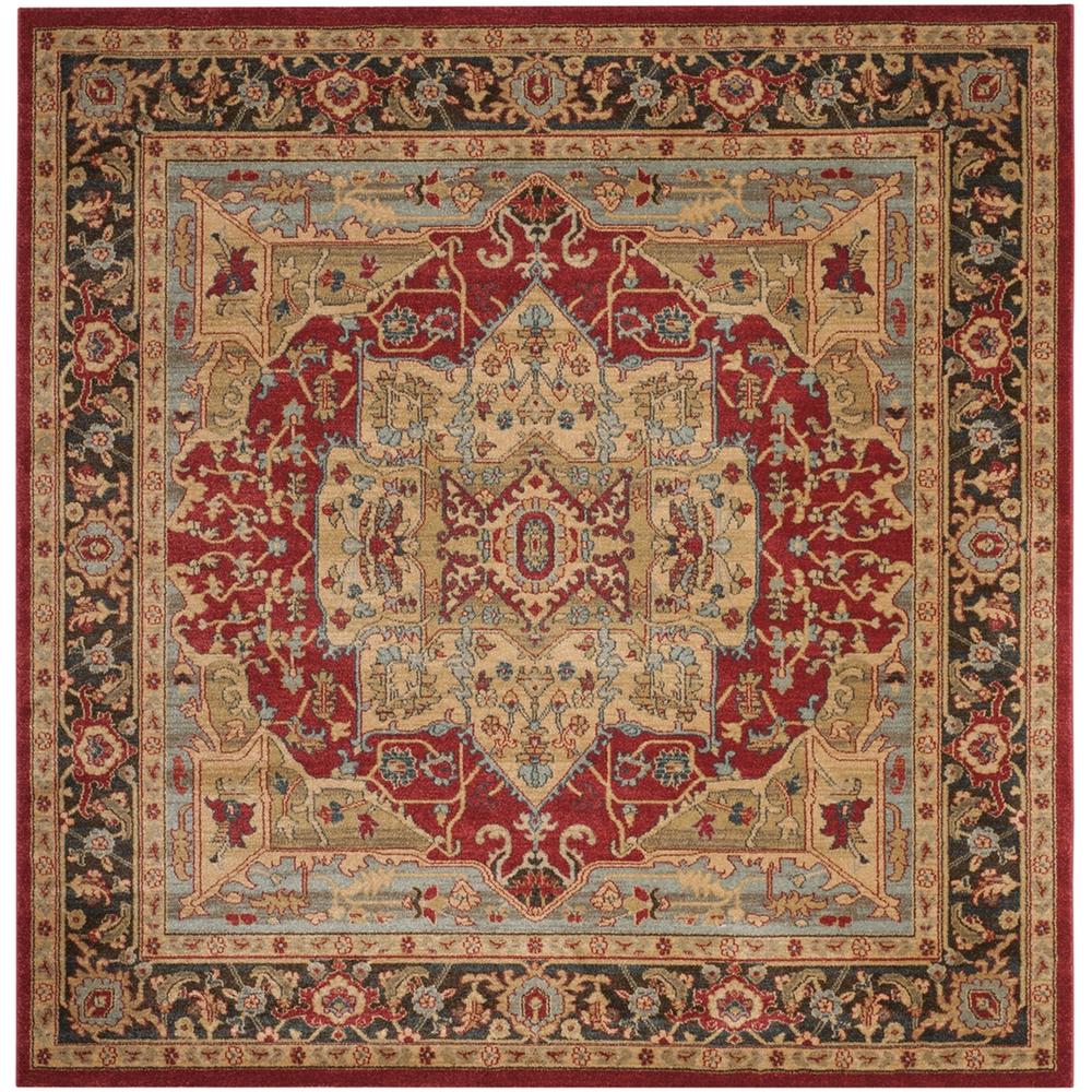 MAHAL, NATURAL / NAVY, 5'-1" X 5'-1" Square, Area Rug. Picture 1