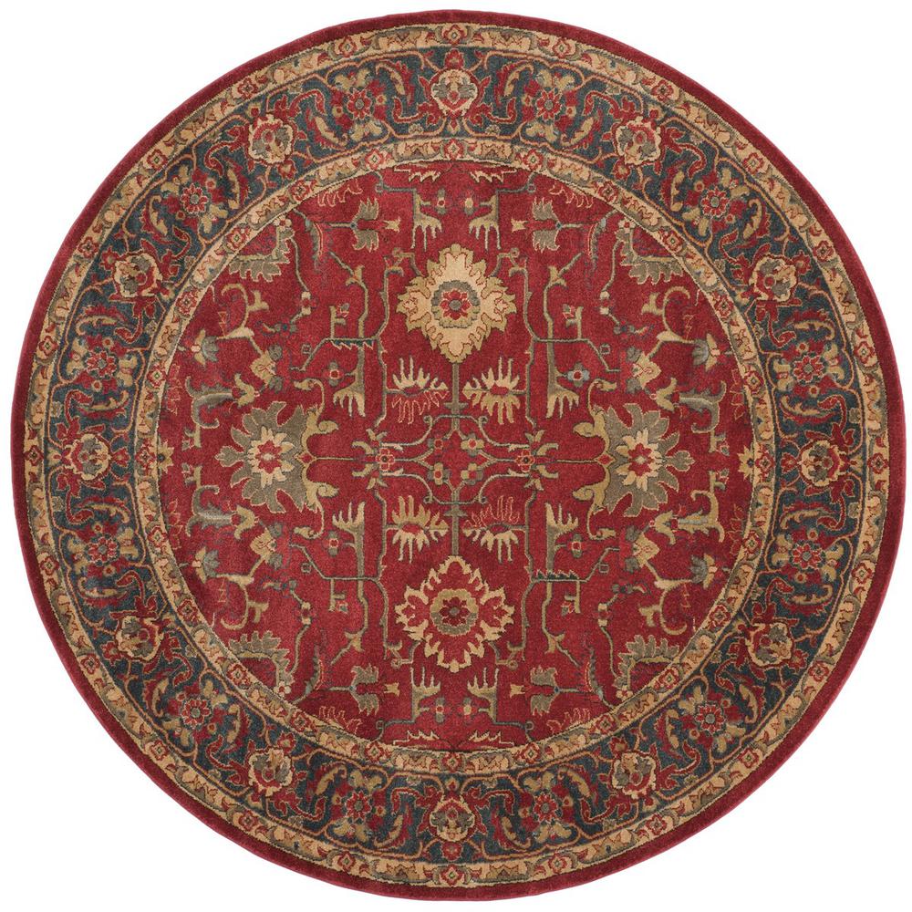 MAHAL, RED / NAVY, 6'-7" X 6'-7" Round, Area Rug. Picture 1