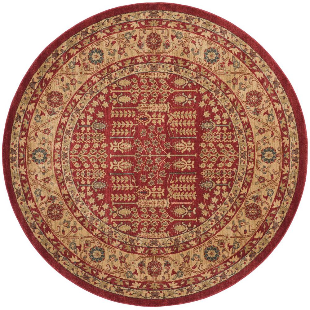 MAHAL, RED / NATURAL, 6'-7" X 6'-7" Round, Area Rug, MAH697A-7R. Picture 1
