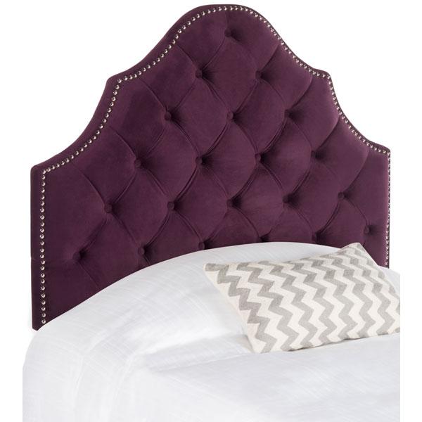 AREBELLE AUBERGINE VELVET HEADBOARD - SILVER NAIL HEAD, MCR4034F-T. Picture 1