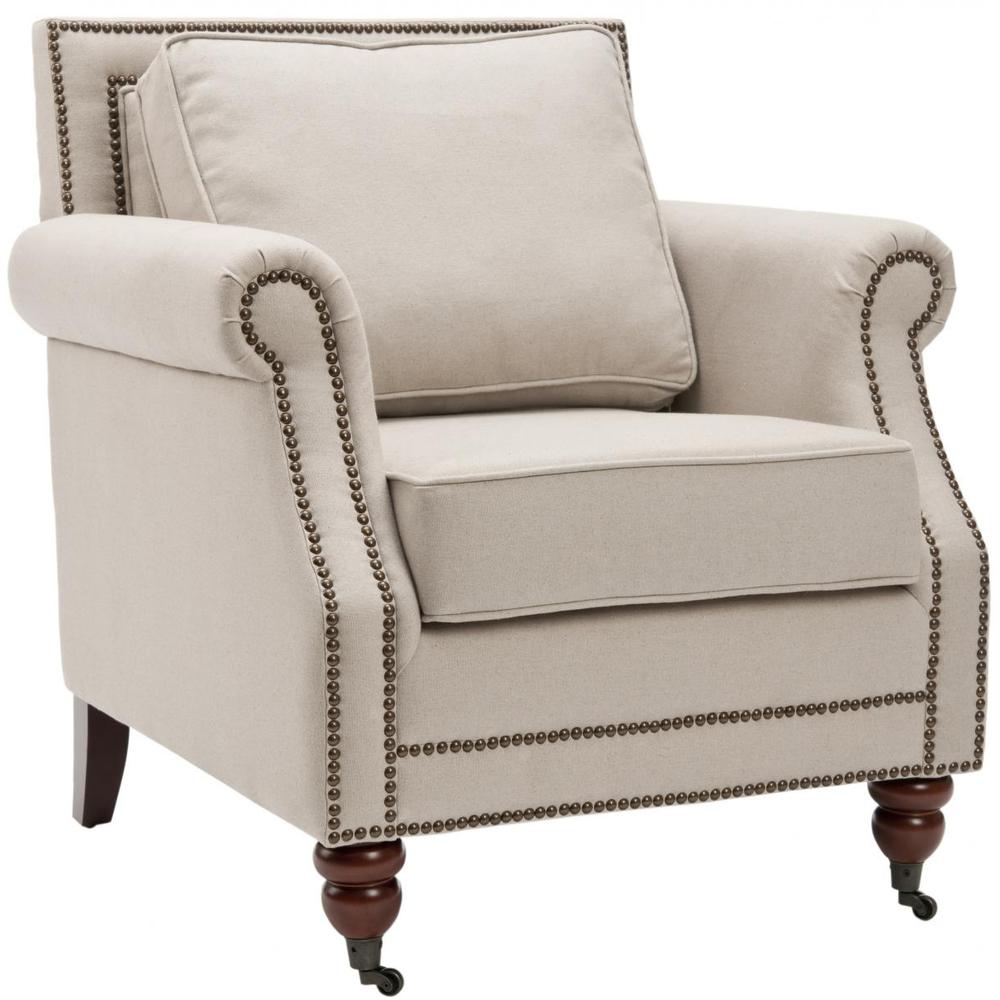 KARSEN CLUB CHAIR W/ BRASS NAIL HEADS. Picture 1