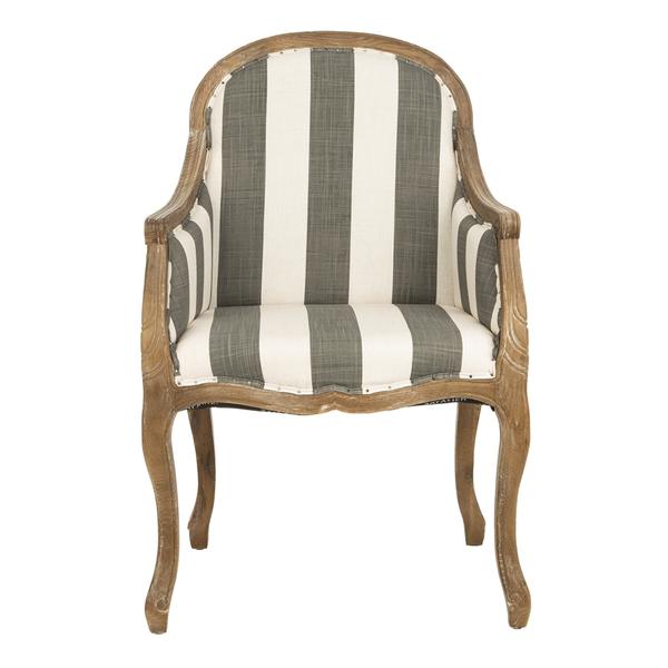 ESTHER ARM CHAIR WITH AWNING STRIPES - FLAT BLACK NAIL HEADS. Picture 1