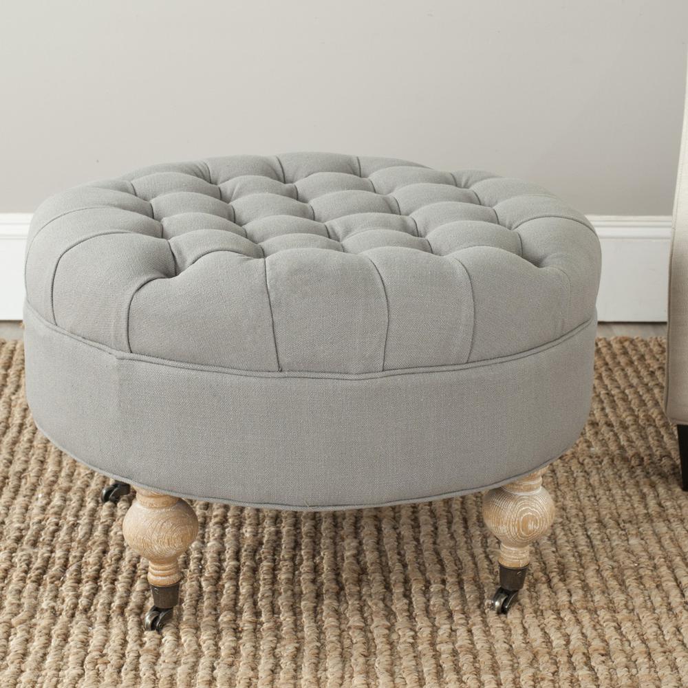 CLARA TUFTED ROUND OTTOMAN, MCR4601D. Picture 1