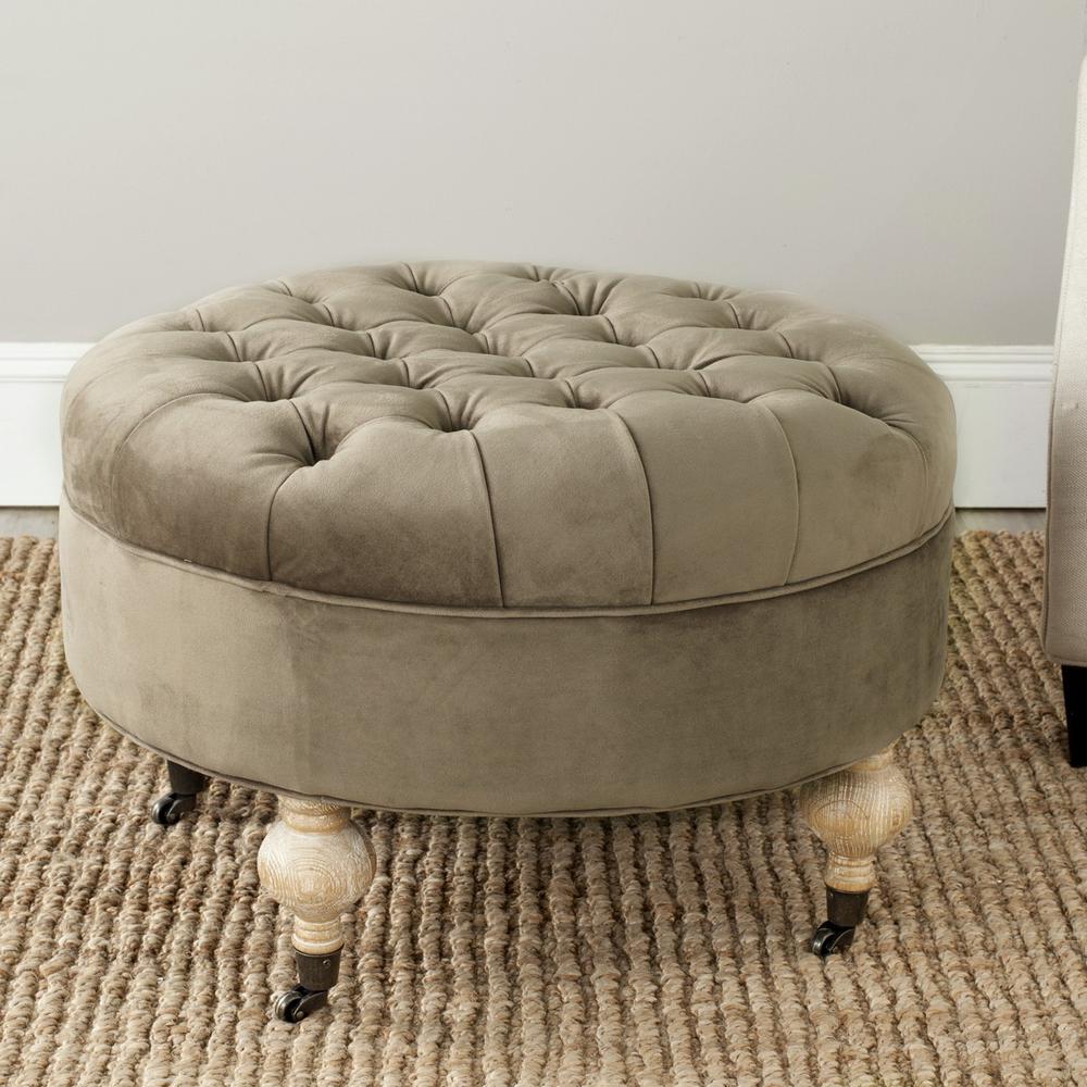 CLARA TUFTED ROUND OTTOMAN, MCR4601E. Picture 1