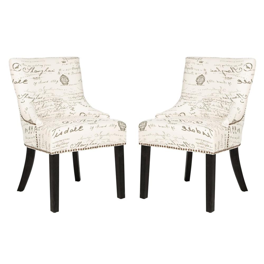 LOTUS 19''H KD SIDE CHAIR (SET OF 2) - BRASS NAIL HEADS. Picture 1