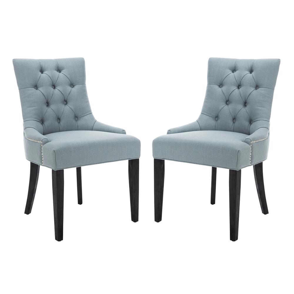 ABBY 19''H SIDE CHAIRS (SET OF 2) - SILVER NAIL HEADS. Picture 1