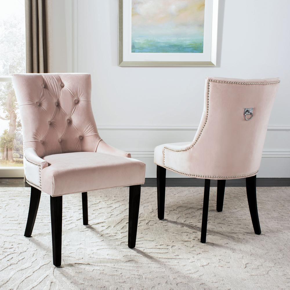 Harlow 19''H  Tufted Ring Chair (Set Of 2) - Silver Nail Heads , Blush Pink/Espresso. Picture 9