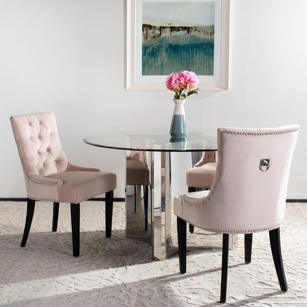 Harlow 19''H  Tufted Ring Chair (Set Of 2) - Silver Nail Heads , Blush Pink/Espresso. Picture 10