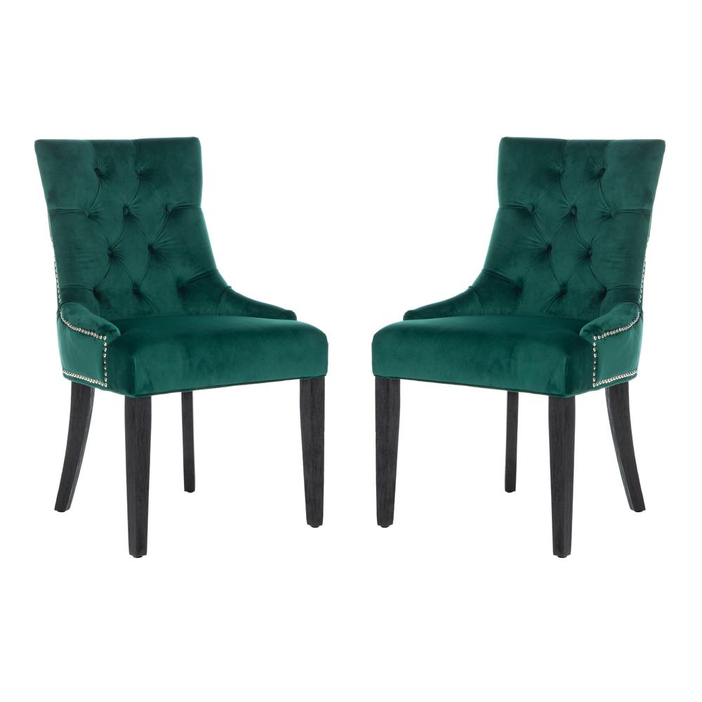 Harlow 19''H  Tufted Ring Chair (Set Of 2) - Silver Nail Heads , Emerald/Espresso. Picture 15