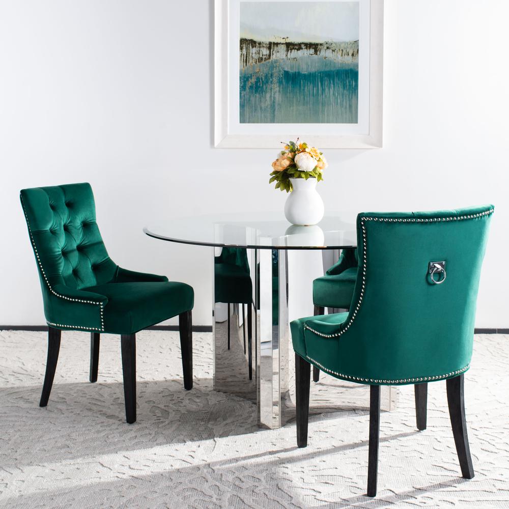 Harlow 19''H  Tufted Ring Chair (Set Of 2) - Silver Nail Heads , Emerald/Espresso. Picture 10