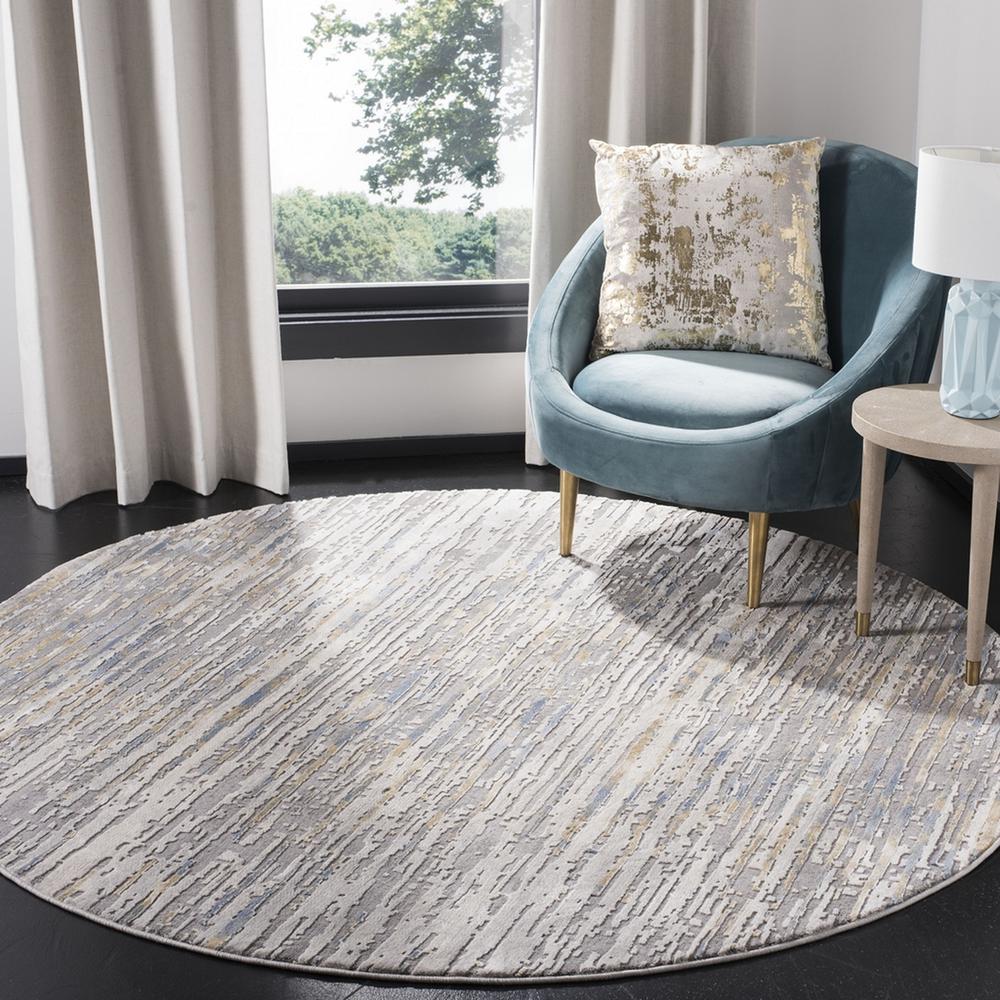 MEADOW 100, GREY / GOLD, 6'-7" X 6'-7" Round, Area Rug, MDW179D-7R. Picture 1
