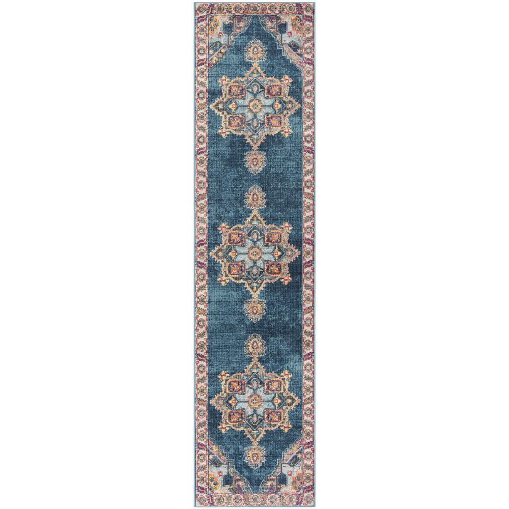 MERLOT 100, BLUE / MULTI, 2' X 8', Area Rug. Picture 1