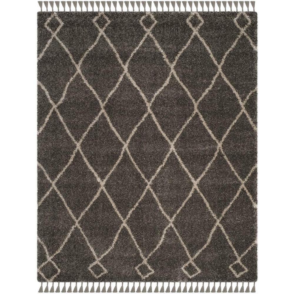 MOROCCAN FRINGE SHAG 200, GREY / CREAM, 8' X 10', Area Rug, MFG241A-8. Picture 1