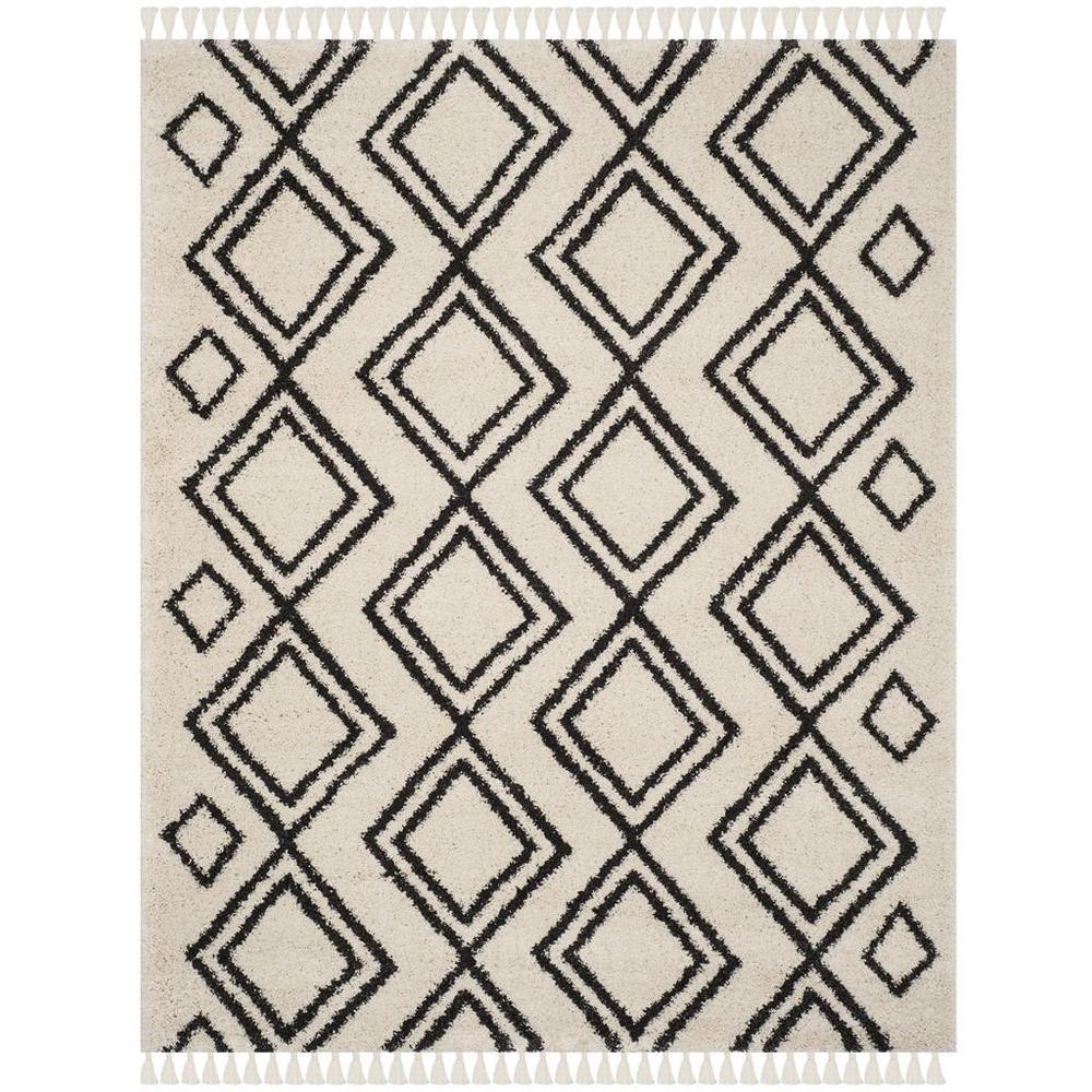 MOROCCAN FRINGE SHAG 200, CREAM / CHARCOAL, 8' X 10', Area Rug, MFG247B-8. Picture 1