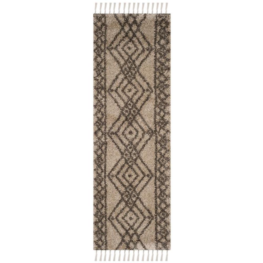 MOROCCAN FRINGE SHAG 200, MUSHROOM / GREY, 2'-3" X 7', Area Rug. Picture 1