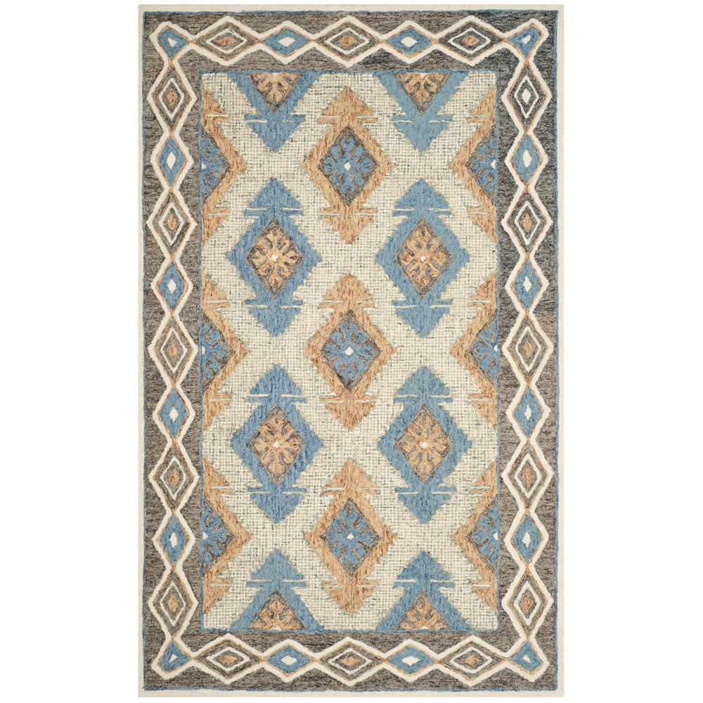 MICRO-LOOP, BLUE / BEIGE, 5' X 8', Area Rug. Picture 1