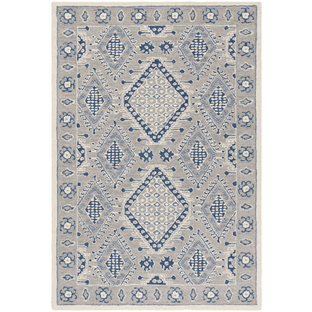 MICRO-LOOP, LIGHT GREY / BLUE, 4' X 6', Area Rug. Picture 1