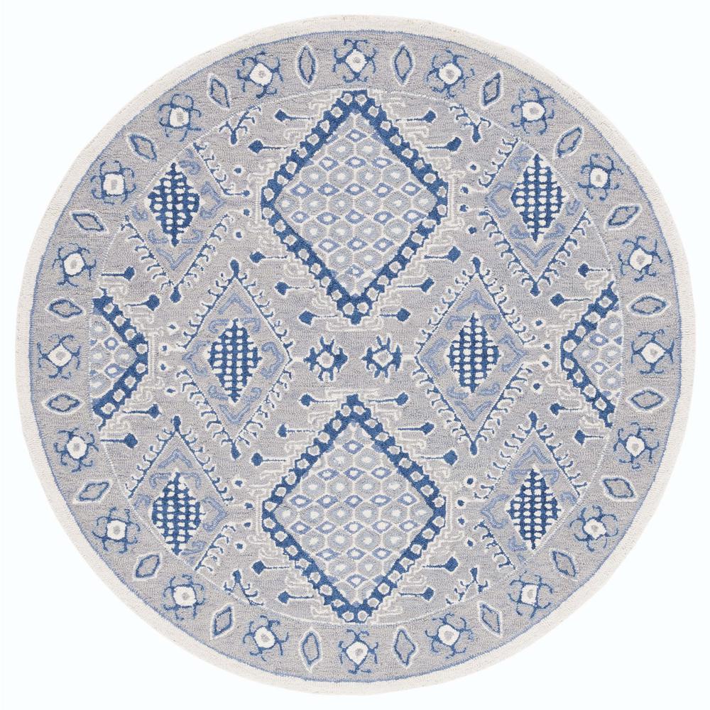 MICRO-LOOP, LIGHT GREY / BLUE, 5' X 5' Round, Area Rug. Picture 1