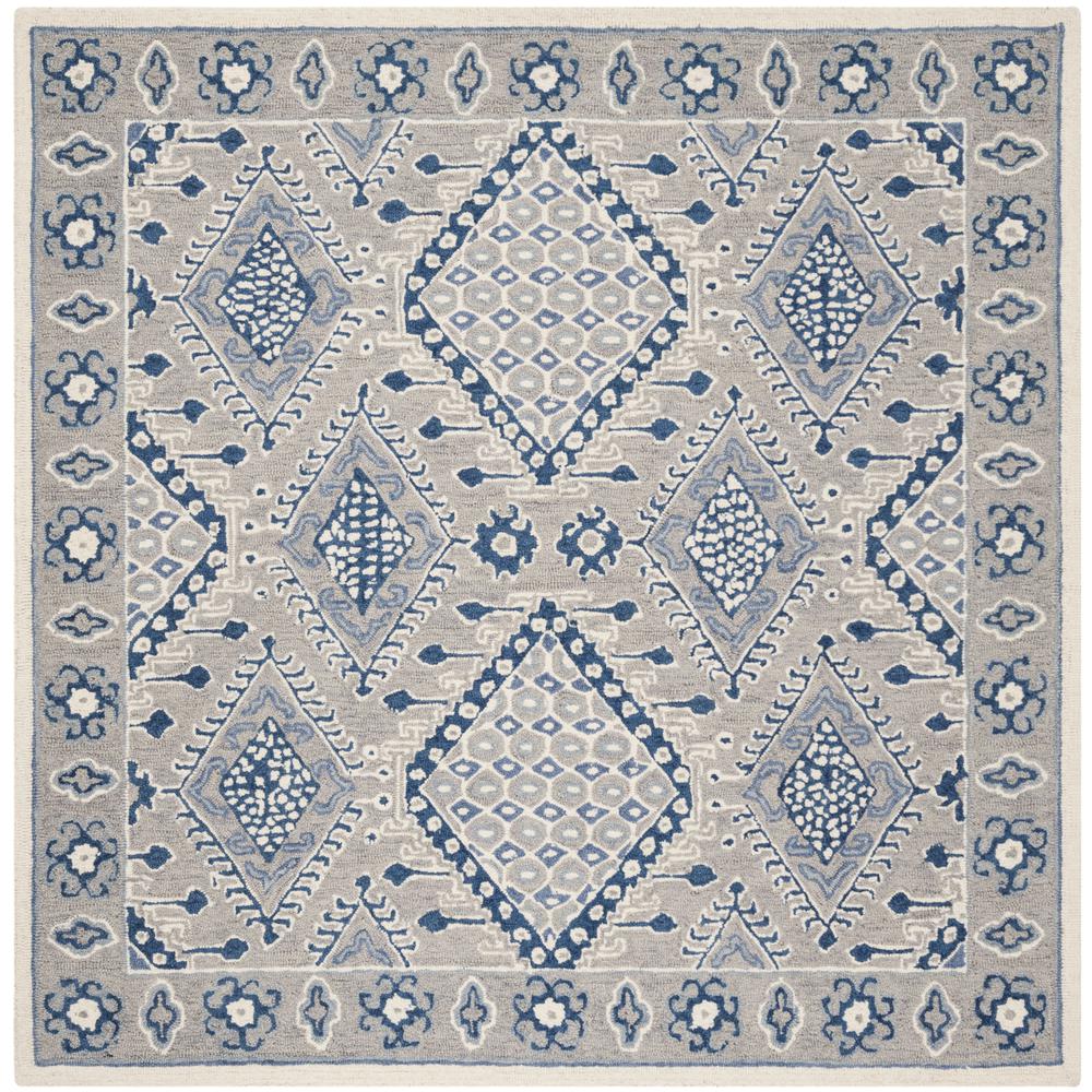 MICRO-LOOP, LIGHT GREY / BLUE, 5' X 5' Square, Area Rug. Picture 1