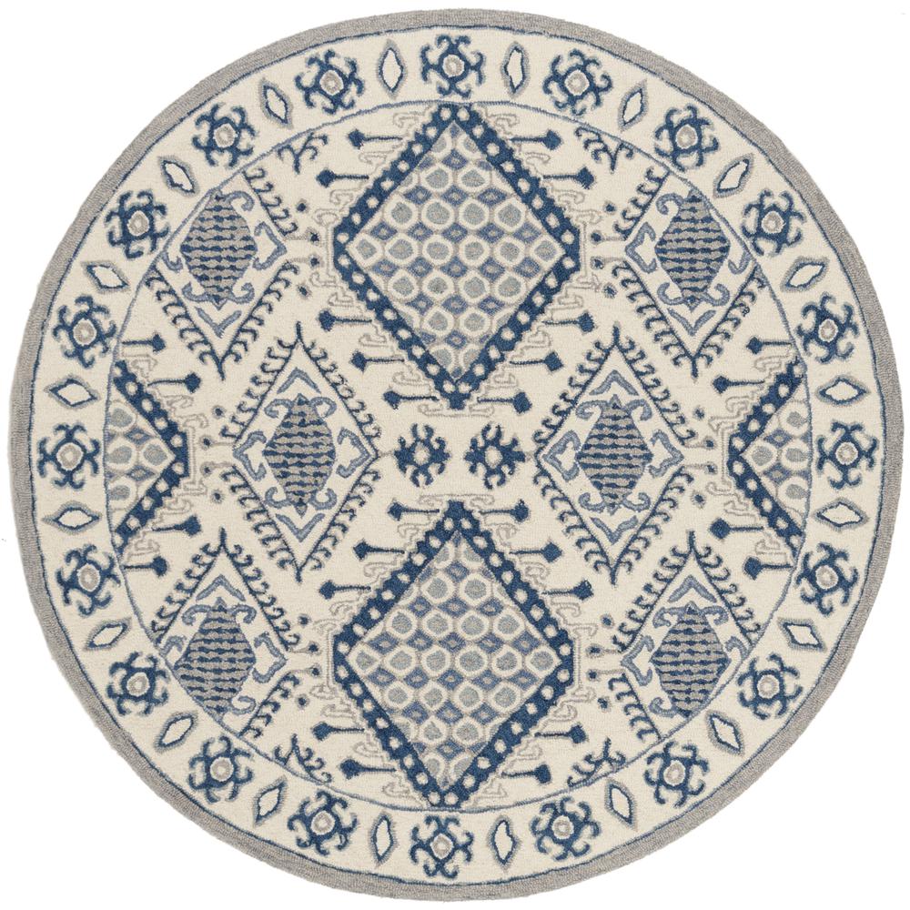 MICRO-LOOP, IVORY / BLUE, 5' X 5' Round, Area Rug, MLP511M-5R. Picture 1