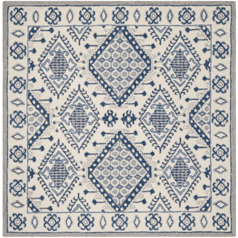 MICRO-LOOP, IVORY / BLUE, 5' X 5' Square, Area Rug, MLP511M-5SQ. Picture 1